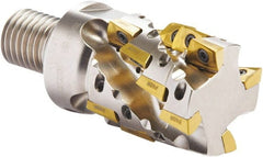 Seco - 20mm Cut Diam, 25mm Max Depth of Cut, 20mm Shank Diam, 95mm OAL, Indexable Square Shoulder Helical End Mill - XO.X 10T3 Inserts, Weldon Shank, 90° Lead Angle, Through Coolant, Series Turbo 10 - Exact Tooling