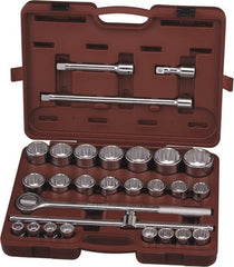 Paramount - 28 Piece 3/4" Drive Chrome Finish Socket Set - 12 Points, 3/4" to 1-11/16" Range, Inch Measurement Standard - Exact Tooling