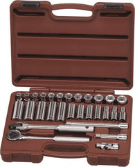 Paramount - 29 Piece 3/8" Drive Chrome Finish Deep Well Socket Set - 6 Points, 8mm to 19mm Range, Metric Measurement Standard - Exact Tooling