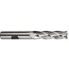 15/32 Dia. x 4 Overall Length 4-Flute Square End High Speed Steel SE End Mill-Round Shank-Center Cut-Uncoated - Exact Tooling