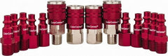 Legacy - 14 Piece 1/4" Body 1/4 NPT 300 psi Steel/Aluminum Industrial Pneumatic Coupling Plug Set - Exact Tooling