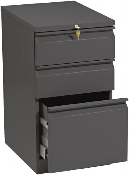 Hon - 15" Wide x 28" High x 19-7/8" Deep, 3 Drawer Pedestal - Steel, Charcoal - Exact Tooling