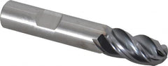Kennametal - 1/2" Diam, 1" LOC, 4 Flute Solid Carbide Ball End Mill - AlTiN Finish, Single End, 3" OAL, 1/2" Shank Diam, Spiral Flute - Exact Tooling