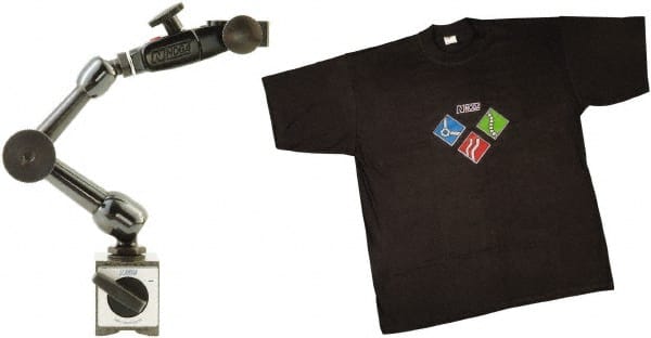 Noga - 70 Lb Magnetic Force, Fine Adjustment Indicator Positioner & Holder with Base - Articulated Arm, Rectangular Base, 35mm Base Height, 40mm Base Length, 30mm Base Width - Exact Tooling