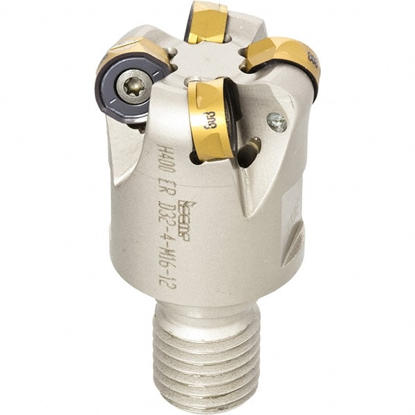 Iscar - 32mm Cutting Diam, 8.7mm Max Depth of Cut, Modular Connection Indexable Copy End Mill - 4 Inserts, H400 RNHU 1205 Insert, H400, ER-M Toolholder, Through Coolant - Exact Tooling