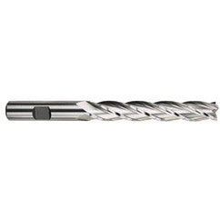15/32 Dia. x 5 Overall Length 4-Flute Square End High Speed Steel SE End Mill-Round Shank-Center Cutting -TiN - Exact Tooling