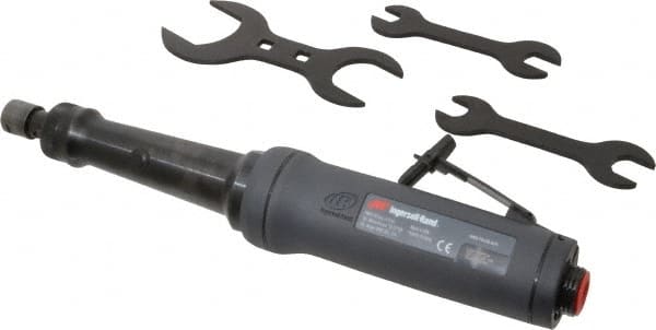 Ingersoll-Rand - 1/4" Collet, Straight Handle, Angle Air Die Grinder - 18,000 RPM, Rear Exhaust, 55 CFM, 1.35 hp, 3/8 NPT - Exact Tooling