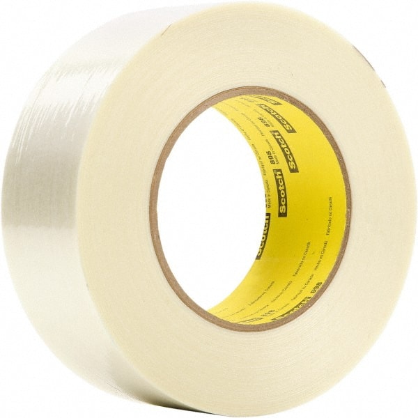 3M - 48mm x 55m Clear Rubber Adhesive Filament Tape - Polypropylene Film Backing, 6.6 mil Thick - Exact Tooling