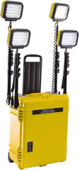 Pelican Products, Inc. - 12 Volt, 93 Watt, Electric, LED Portable Floor Work Light - 13.78" Cord, 4 Heads, 12,000 Lumens, Polypropylene, 24.83" Long x 19.57" Wide x 11.93" High - Exact Tooling