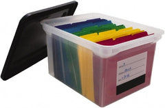Innovative Storage Designs - 1 Compartment, 17-3/4 Inch Wide x 14 Inch Deep x 10-1/4 Inch High, Portable File Box - Plastic, Black and Clear - Exact Tooling