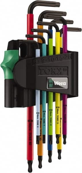 Wera - 9 Piece T8 to T30 Color Coded Torx Key Set - Exact Tooling