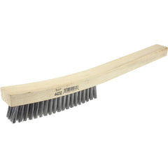 Plater's Brush, Stainless Steel Fill, 4 × 19 Rows, Curved Handle - Exact Tooling