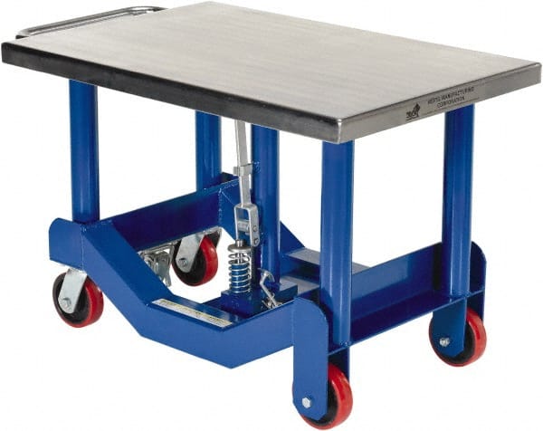 Vestil - 4,000 Lb Capacity Manual Post Lift Table - 25" to 37" Lift Height, 36" Platform Length x 24" Platform Width - Exact Tooling