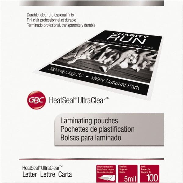 Swingline - 100 Piece, 5mm Thick, Letter Size - Gloss Finish Pouch - 9" Wide x 11" High - Exact Tooling