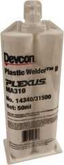 Plexus - 50 mL Cartridge Two Part Acrylic Adhesive - 15 to 18 min Working Time, 60°F to 95°F, 4,500 psi Shear Strength - Exact Tooling