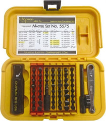 Chapman - 56 Piece, Screwdriver 1/4" Bit Ratchet Bit Set - #1 to #4 Phillips, 0.05 to 5/16" Hex, T6 to T30 Torx - Exact Tooling