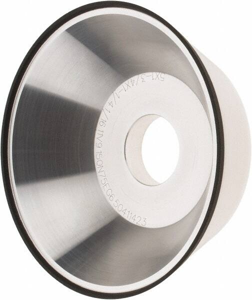 Tru-Maxx - 5" Diam, 1-1/4" Hole Size, 1" Overall Thickness, 150 Grit, Type 11V9, Tool & Cutter Grinding Wheel - Very Fine Grade, CBN - Exact Tooling