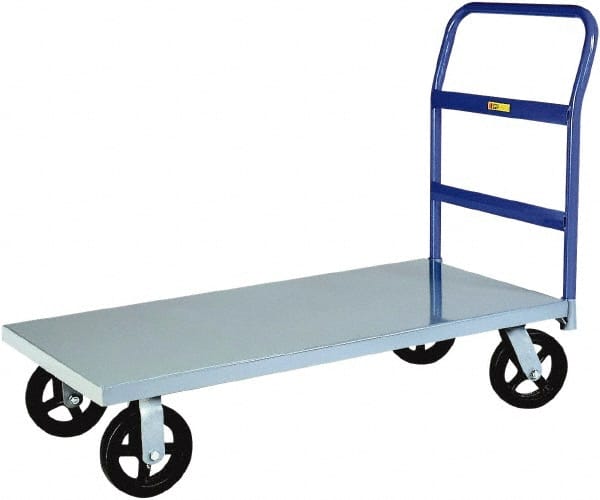 Little Giant - 2,400 Lb Capacity Steel Platform Truck - Steel Deck, 30" OAW, 72" Platform Length x 11" Platform Height, Mold-On Rubber Casters - Exact Tooling