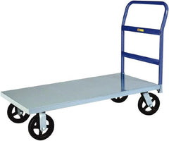 Little Giant - 2,400 Lb Capacity Steel Platform Truck - Steel Deck, 30" OAW, 72" Platform Length x 11" Platform Height, Mold-On Rubber Casters - Exact Tooling