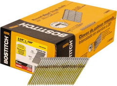 Stanley Bostitch - 11 Gauge 0.12" Shank Diam 2-3/8" Long Framing Nails for Power Nailers - Steel, Galvanized Finish, Smooth Shank, Angled Stick Wire Collation, Round Head, Diamond Point - Exact Tooling