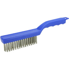 Hand Wire Scratch Brush, .012 Stainless Steel Fill, 4 × 16 Rows, Plastic Block - Exact Tooling