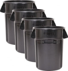 Rubbermaid - 44 Gal Gray Round (4) 44 Gal Brute Utility Containers - Polyethylene, 31-1/2" High - Exact Tooling
