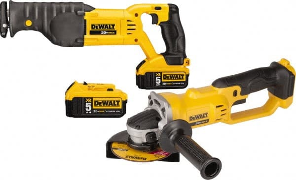 DeWALT - 20 Volt Cordless Tool Combination Kit - Includes Reciprocating Saw & 4-1/2" Cut-Off Grinder, Lithium-Ion Battery Included - Exact Tooling