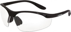 CrossFire - +2, Clear Lenses, Scratch Resistant, Framed Magnifying Safety Glasses - UV Protection, Black Frame - Exact Tooling