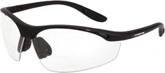 CrossFire - +1.5, Clear Lenses, Scratch Resistant, Framed Magnifying Safety Glasses - UV Protection, Black Frame - Exact Tooling