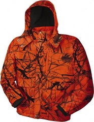 DeWALT - Size S Heated & Cold Weather Jacket - Camo Blaze, Polyester, Zipper Closure - Exact Tooling