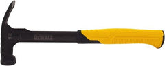 DeWALT - 12 oz Head, Straight Nail Hammer - 12" OAL, Steel Head, 2" Face Diam, Smooth Face, Steel Handle with Grip - Exact Tooling