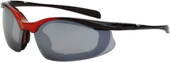 CrossFire - Silver Mirror Lenses, Framed Safety Glasses - Scratch Resistant, Black Frame, Size Universal, Wrap Around - Exact Tooling