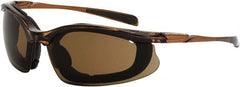 CrossFire - Brown Lenses, Framed Safety Glasses - Anti-Fog, Black Frame, Size Universal, Wrap Around - Exact Tooling