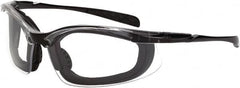 CrossFire - Clear Lenses, Framed Safety Glasses - Anti-Fog, Crystal Black Frame, Size Universal, Wrap Around - Exact Tooling