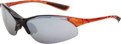 CrossFire - Silver Mirror Lenses, Framed Safety Glasses - Scratch Resistant, Black/Orange Frame, Size Universal, Wrap Around - Exact Tooling
