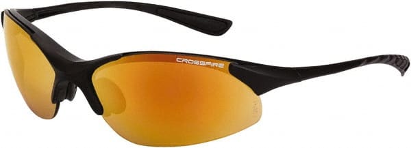 CrossFire - Red Mirror Lenses, Framed Safety Glasses - Scratch Resistant, Matte Black Frame, Size Universal, Wrap Around - Exact Tooling