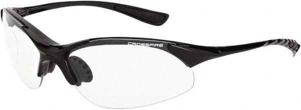 CrossFire - Clear Lenses, Framed Safety Glasses - Scratch Resistant, Black Frame, Size Universal, Wrap Around - Exact Tooling