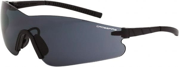 CrossFire - Smoke Lenses, Framed Safety Glasses - Anti-Fog, Black Frame, Size Universal, Wrap Around - Exact Tooling