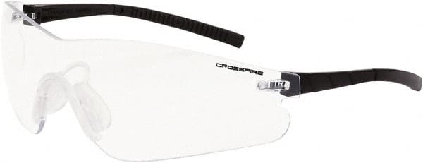 CrossFire - Clear Lenses, Framed Safety Glasses - Anti-Fog, Black Frame, Size Universal, Wrap Around - Exact Tooling
