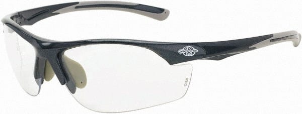 CrossFire - Clear Lenses, Framed Safety Glasses - Scratch Resistant, Gray Frame, Size Universal, Wrap Around - Exact Tooling