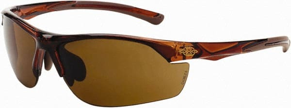 CrossFire - Super Dark Brown Lenses, Framed Safety Glasses - Scratch Resistant, Crystal Brown Frame, Size Universal, Wrap Around - Exact Tooling