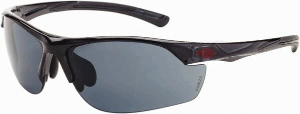 CrossFire - Super Dark Smoke Lenses, Framed Safety Glasses - Scratch Resistant, Crystal Black Frame, Size Universal, Wrap Around - Exact Tooling