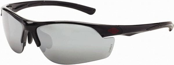 CrossFire - Silver Mirror Lenses, Framed Safety Glasses - Scratch Resistant, Black Frame, Size Universal, Wrap Around - Exact Tooling