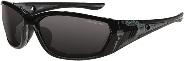 CrossFire - Smoke Lenses, Framed Safety Glasses - Anti-Fog, Crystal Black Frame, Size Universal, Wrap Around - Exact Tooling