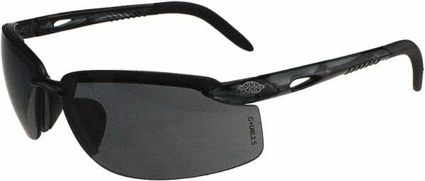 CrossFire - Smoke Lenses, Framed Safety Glasses - Scratch Resistant, Black Frame, Size Universal, Wrap Around - Exact Tooling