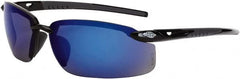 CrossFire - Blue Mirror Lenses, Framed Safety Glasses - Scratch Resistant, Black Frame, Size Universal, Wrap Around - Exact Tooling