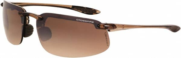 CrossFire - Brown Flash Mirror Lenses, Framed Polarized Glasses - Scratch Resistant, Brown Frame, Size Universal, Wrap Around - Exact Tooling