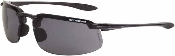 CrossFire - Smoke Lenses, Framed Safety Glasses - Scratch Resistant, Crystal Black Frame, Size Universal, Wrap Around - Exact Tooling