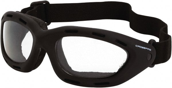 CrossFire - Clear Lenses, Framed Safety Glasses - Anti-Fog, Black Frame, Size Universal, Wrap Around - Exact Tooling