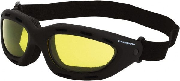 CrossFire - Yellow Lenses, Framed Safety Glasses - Anti-Fog, Black Frame, Size Universal, Wrap Around - Exact Tooling